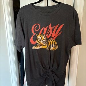 Gray Graphic Tee with east Tiger Print